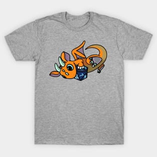 Flying Cute Orange and Blue Dice Goblin Dragon Baby T-Shirt